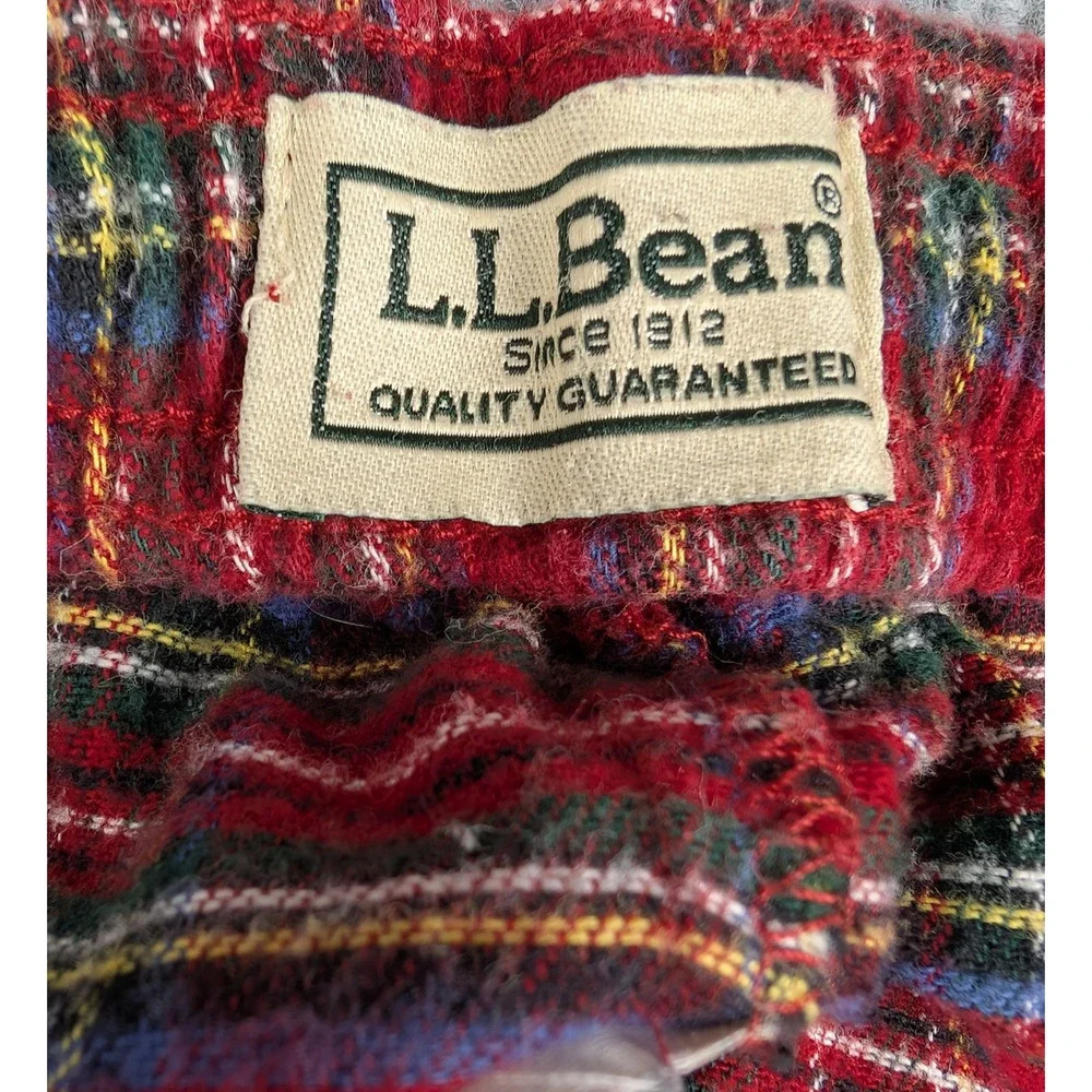 LL Bean Pajama Pants Mens Medium Flannel Red Brushed Cotton Tartan Outdoor Cabin